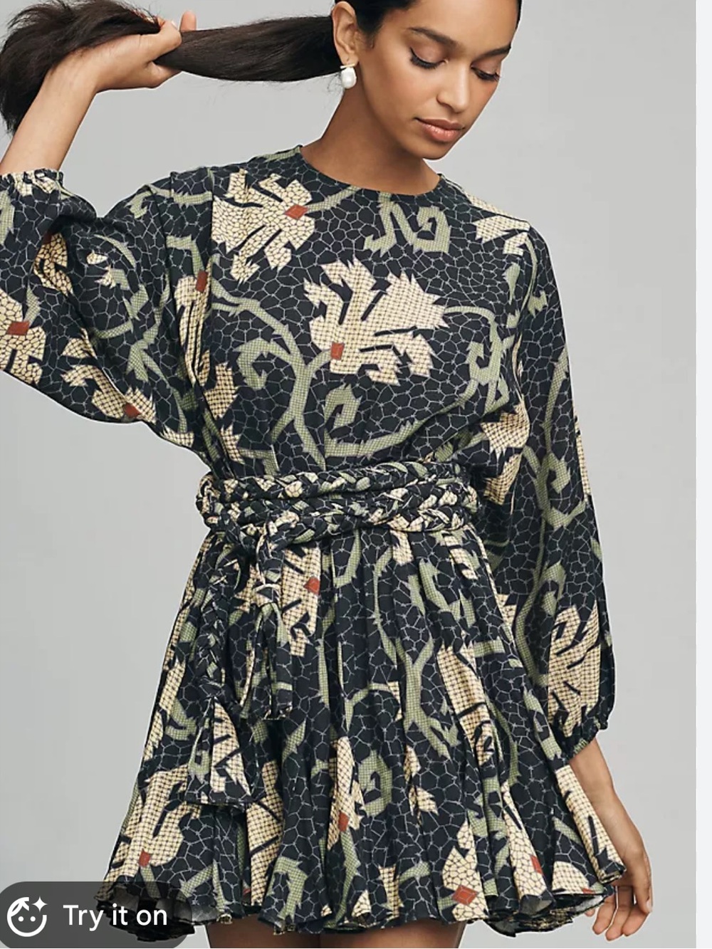 RHODE Ella Mini Dress Floral flowy ruffled relaxed Scandi girl all natural sz S - Picture 2 of 6